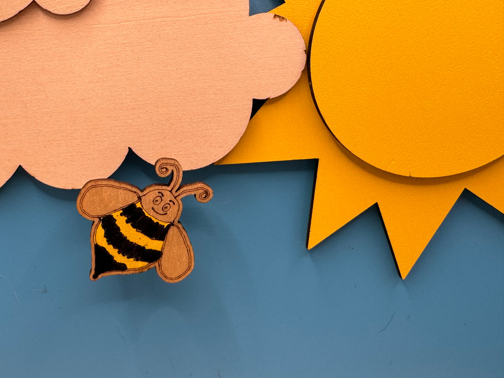 Ste the Bee - hand drawn, laser cut, pin badge