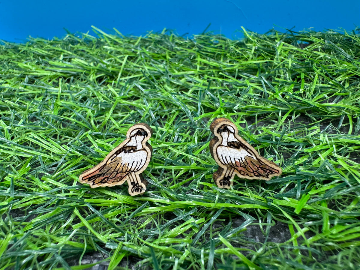 Nora the Osprey - hand drawn laser cut wood earrings