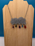 Raining Rainbows - hand drawn, laser cut, glitter and mirror acrylic necklace