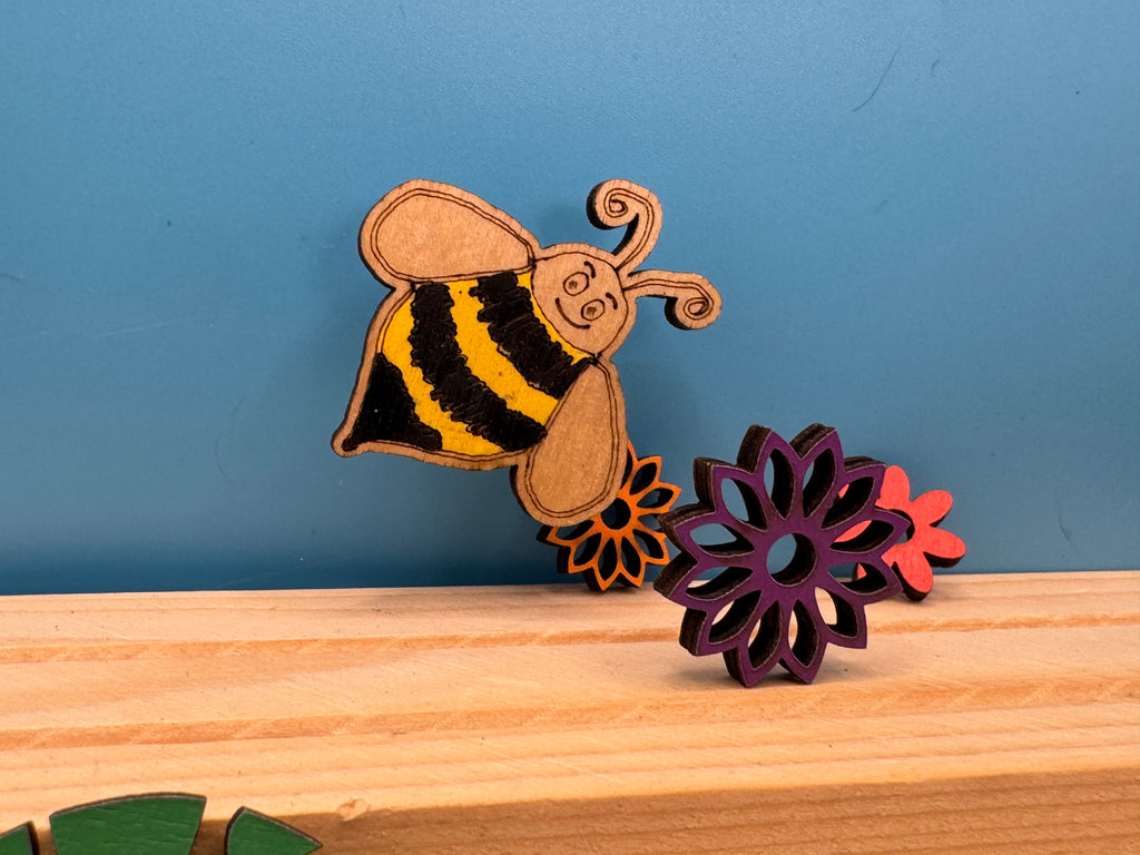 Ste the Bee - hand drawn, laser cut, pin badge