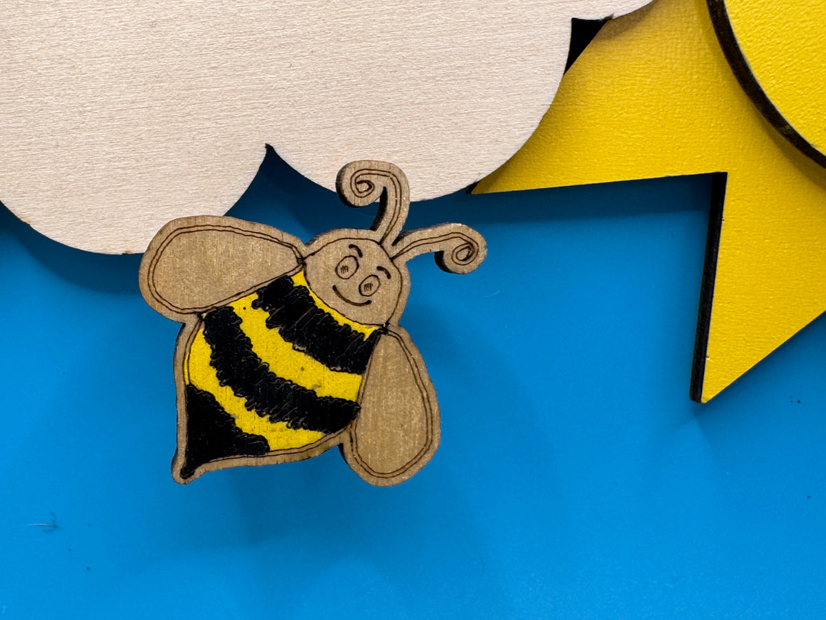 Ste the Bee - hand drawn, laser cut, pin badge