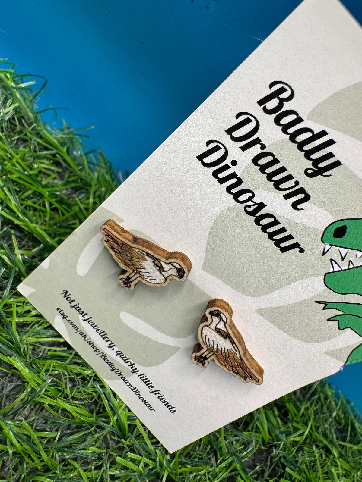 Nora the Osprey - hand drawn laser cut wood earrings