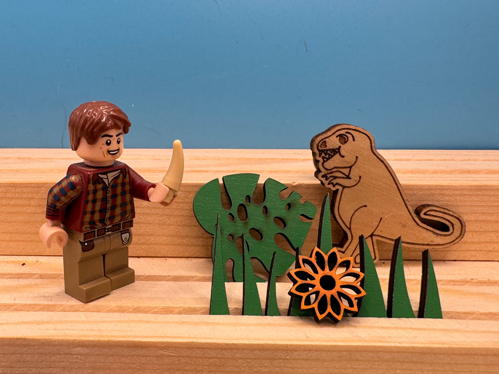 Rexy the T-Rex - hand drawn, laser cut, pin badge