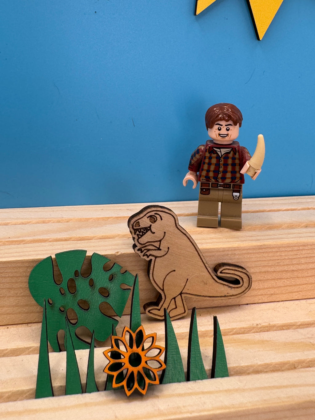 Rexy the T-Rex - hand drawn, laser cut, pin badge