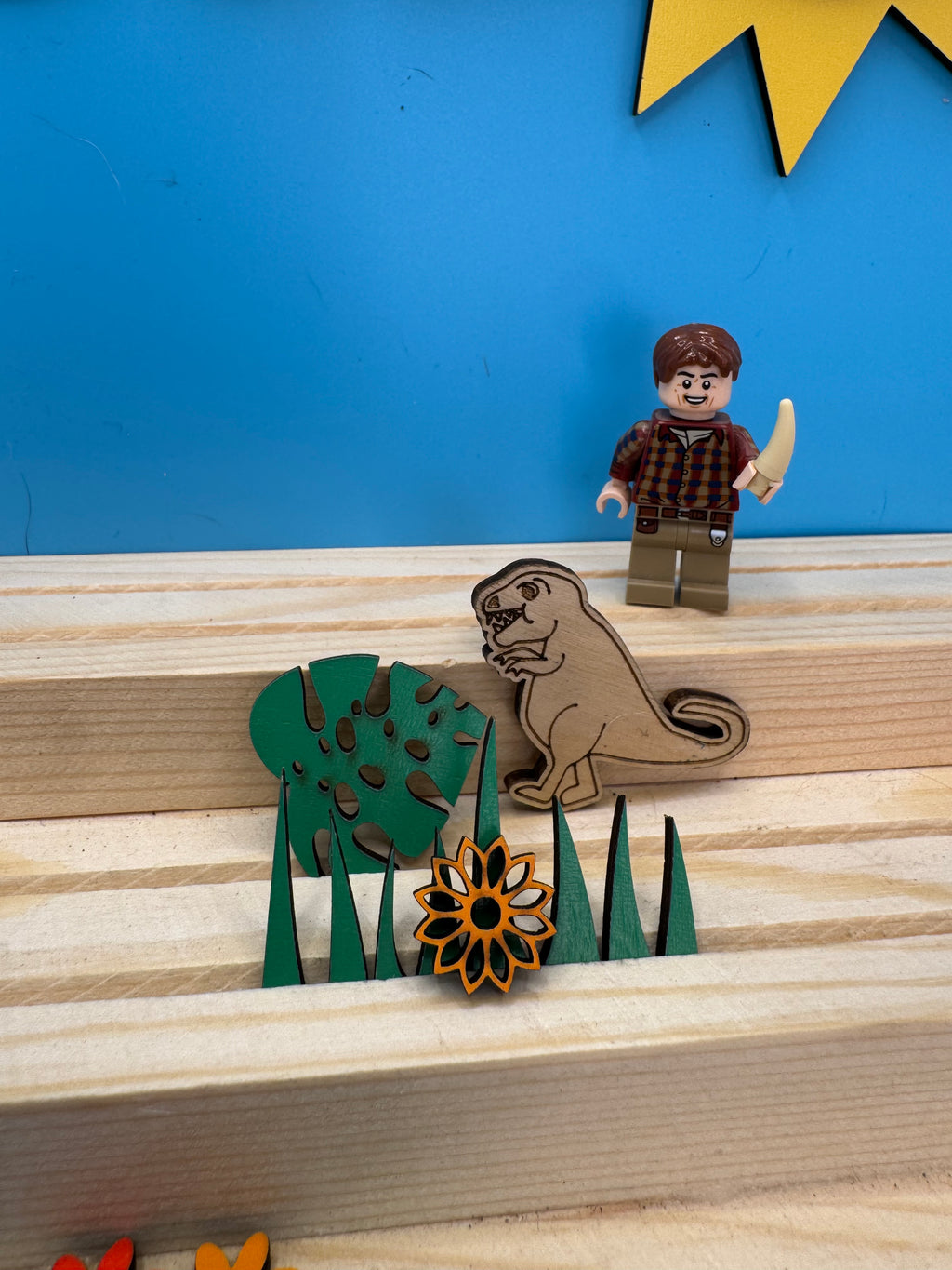 Rexy the T-Rex - hand drawn, laser cut, pin badge