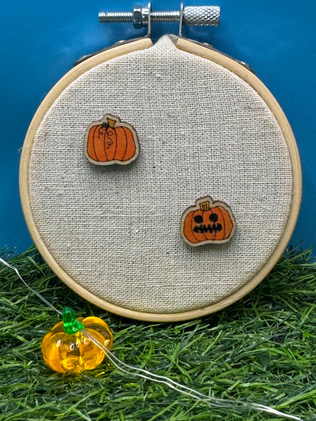 Jack, King of the Pumpkins! Hand Drawn Laser Cut Wooden Halloween Earrings
