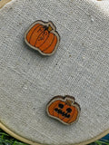 Jack, King of the Pumpkins! Hand Drawn Laser Cut Wooden Halloween Earrings