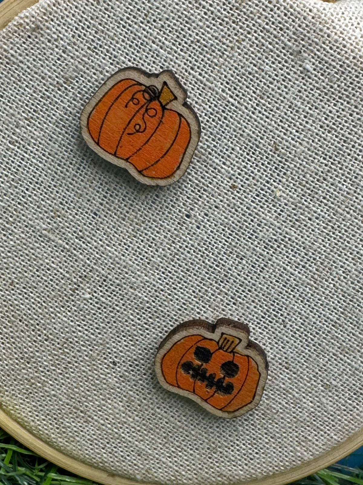 Jack, King of the Pumpkins! Hand Drawn Laser Cut Wooden Halloween Earrings