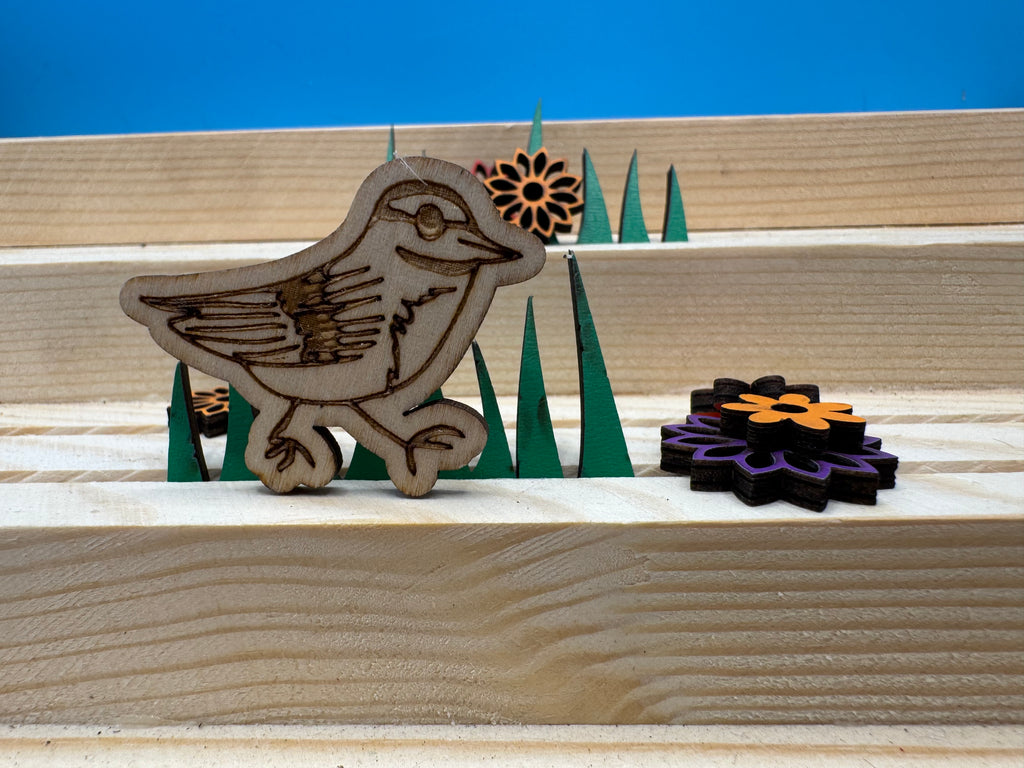Cliff the Great Tit - hand drawn, laser cut, pin badge