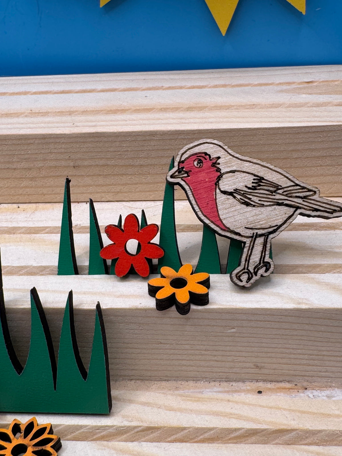 Robyn the Robin - hand drawn, laser cut, pin badge