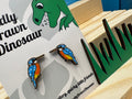 Larry the Kingfisher - hand drawn, laser cut, wooden stud earrings