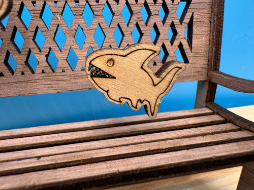 Bruce and The Orca - hand drawn, laser cut, wood stud earrings