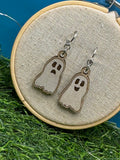 Casper, the (sometimes friendly) Ghost! Hand Drawn Laser Cut Wooden Halloween Earrings