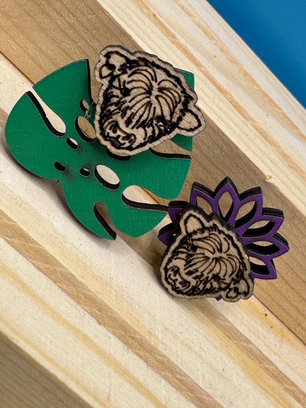 Angus the Highland Cow - hand drawn, laser cut, wood stud earrings