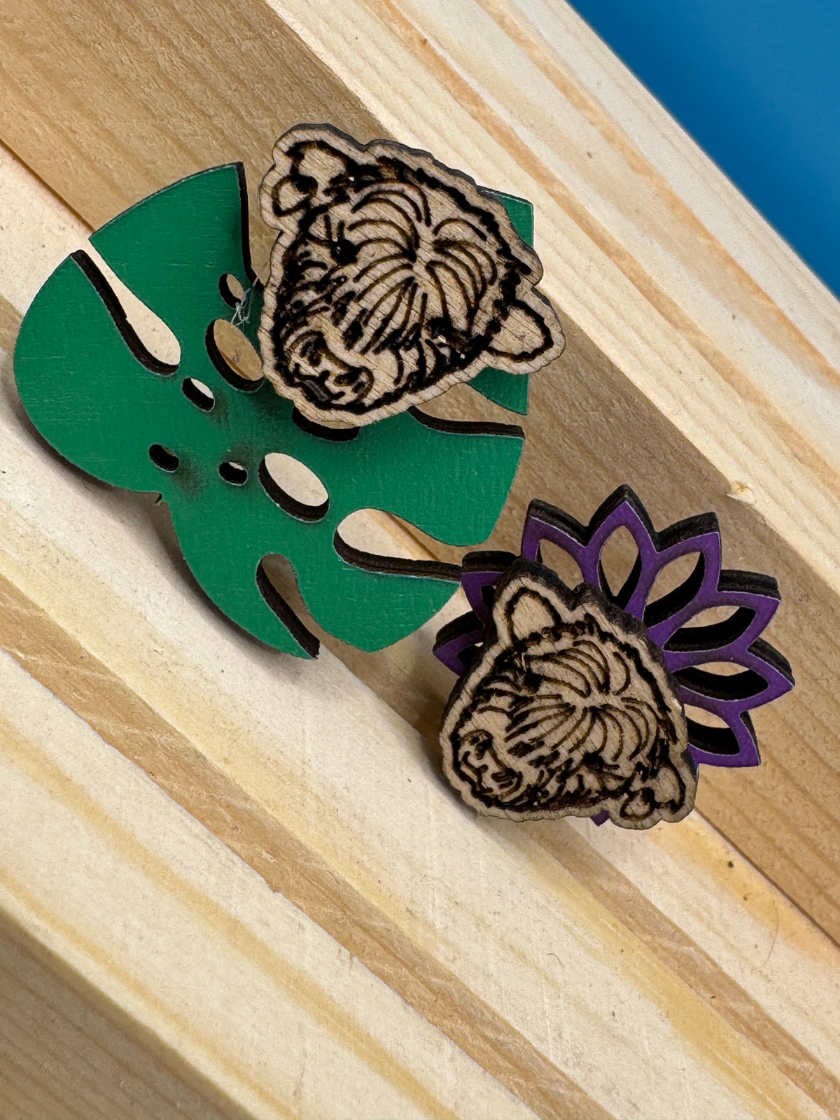 Angus the Highland Cow - hand drawn, laser cut, wood stud earrings