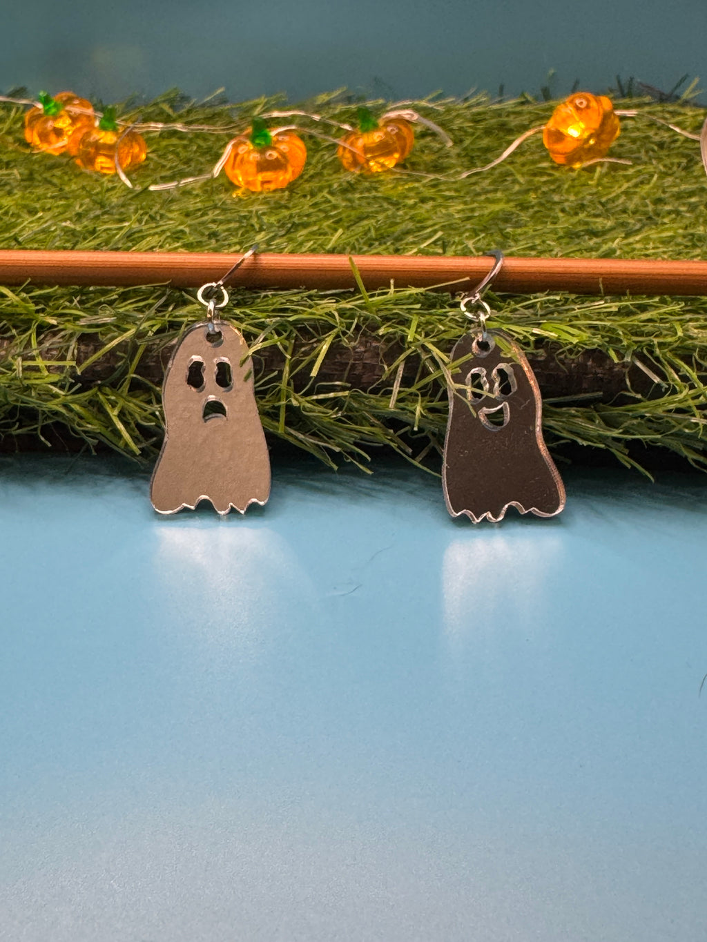 Casper, the (sometimes friendly) Ghost! Hand Drawn Laser Cut Acrylic Halloween Earrings